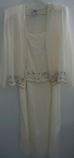 R M Richards Cream Ivory Formal Wedding Mother Of Bride Dress 18 Beaded Jacket