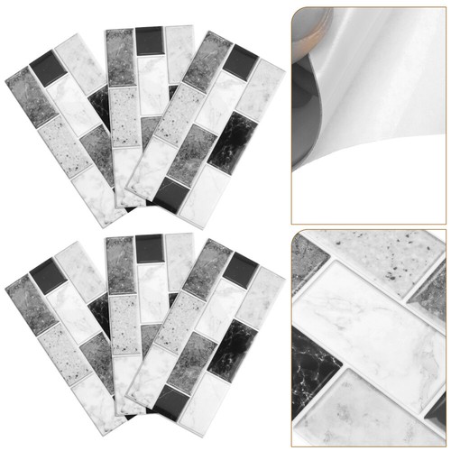 6 Sheets Interior Wall Decor Stickers Tile Waterproof Self-adhesive Peel and - Picture 9 of 12