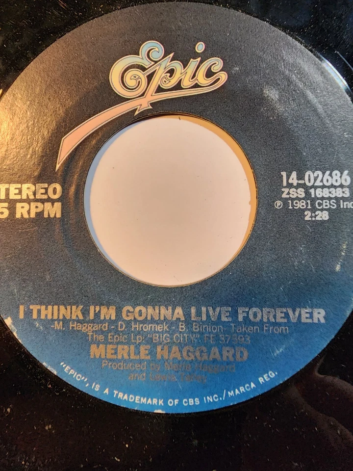MERLE HAGGARD- Big City /I Think I'm gonna live forever 1981 EPIC VG F312 - Image 2 of 2