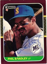 Phil Bradley 122 Signed 1987 Donruss Opening Day MLB Baseball Card AUTO Mariners