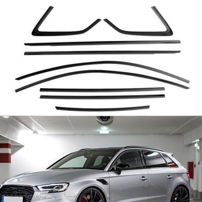1 Set Window Strip Trim Sticker For 2013-2020 Audi A3 Hatchback  Black
