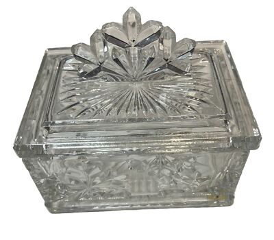 USA Luminarc Covered Glass Candy Dish or Trinket Box Crystal Holiday Magic