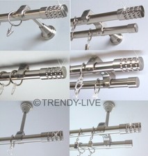 Gardinenstange Edelstahl Look Rohr 20mm Wand Deckenbef. Zusatzlauf Kristall E39
