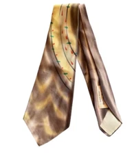 Vtg 40s Handpainted Men's Silk Tie Necktie Richman Brothers Mexican Colors