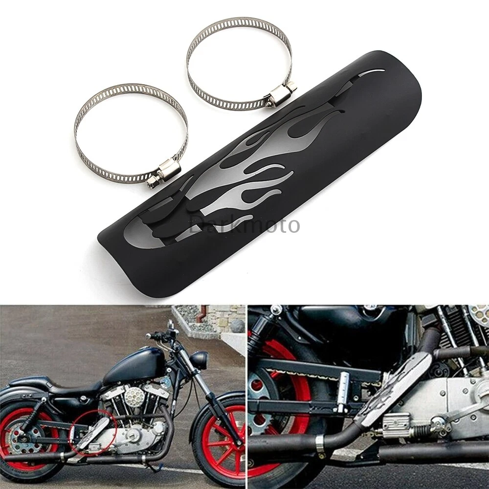 Flame Motorcycle Exhaust Muffler Pipe Heat Shield Cover Heel Guard For  Harley | eBay