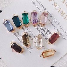 10pcs Rectangle Crystal Pendant Connector,Rectangle Gemstone Charm,Zircon Charm