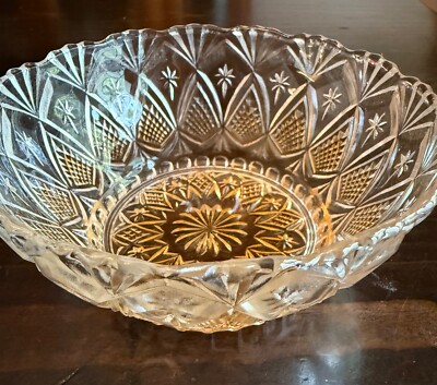Vintage 5'' Amber Tint Glass Dish Pineapple and Stars Pattern, Hard to Find