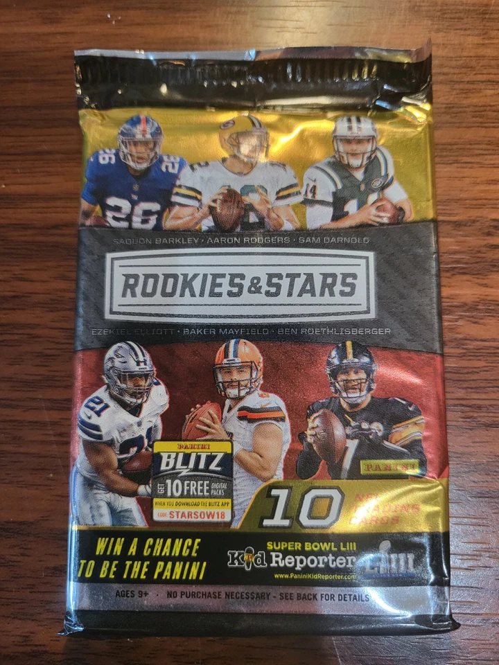 2018 Rookies and Stars Football 10 card Blaster Pack - Full Checklist within