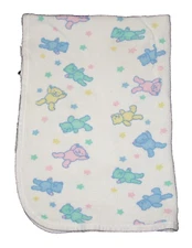 Vintage Baby Morgan Teddy Bear Stars White Thermal Cotton Waffle Baby Blanket
