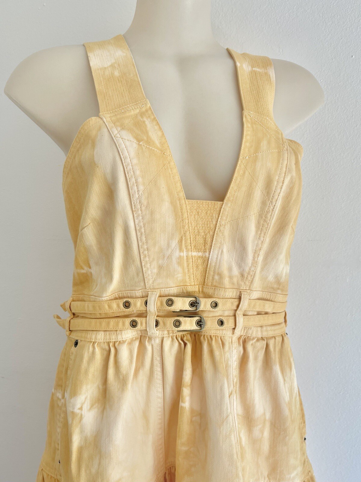 AUTH ULLA JOHNSON Blithe Dress Yellow Pastel Deni… - image 6