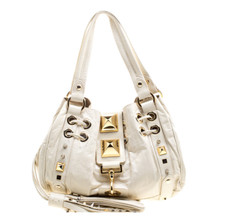 Mulberry For Giles Nwt Patent Cream Leather, Studs Drawstring Hobo Bag Rr $1595