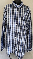 Chaps Mens Shirt Size XXL 2XL 2X Large Blue White Black Plaid