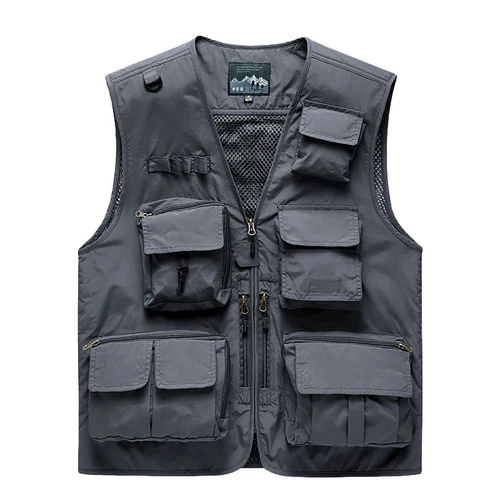 Men Cargo Multi Pockets Vest Utility Waistcoat Fishing Hiking Sleeveless Jackets - Bild 18 von 28