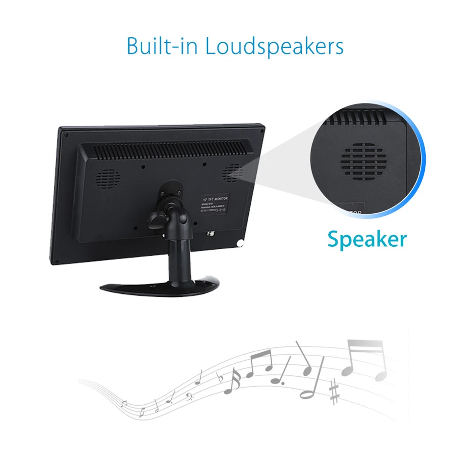 10.1" IPS LCD CCTV Monitor Screen USB/BNC/AV/VGA/HDMI for Car/Security/PC/Laptop - Image 3 of 4