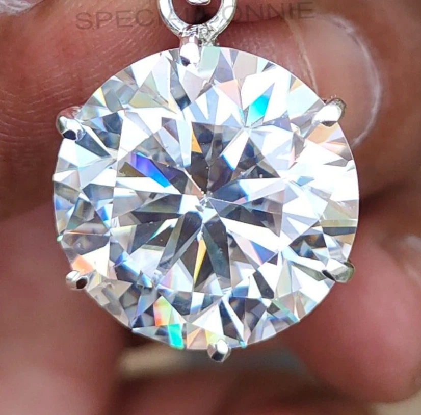 RARO 20,90 quilates Certificado Diamante Blanco Collar Solitario! ¡Tachuelas de diamante GRATIS! Foto 2 de 4