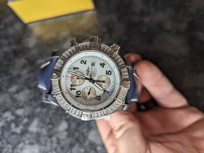 Breitling Super Avenger 48m Custom Diamond Bezel White Dial
