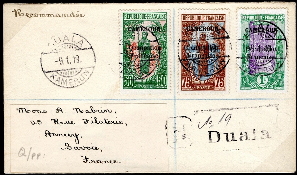 France Colonies CAMEROUN *Occupation Francaise* Overprint (WW1) Cover 1919 MC93a - Image 3 of 4