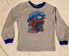 Vtg 90s MARVEL Spider-Man Boys Long Sleeve SHIRT-Child S-Grey Knit Cotton Blend