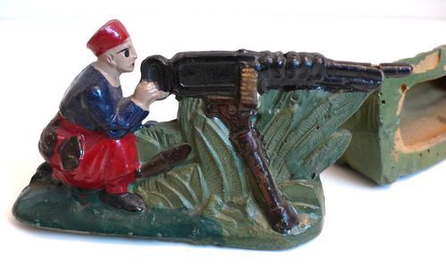 PETIT SOLDAT DC SPAHI MITRAILLEUR BUNKER COMPOSITION Ht 5cmxLg15 BON ÉTAT - Imagen 4 de 7