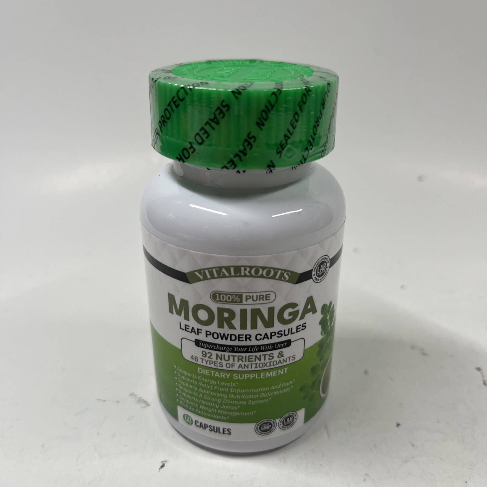 800mg Moringa Leaf Powder Capsules - 60 Caps Nutrient-Rich Exp 08/26