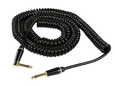 SuperFlex GOLD 25 ft Classic Coil Guitar Cable 1/4'' to R/A 1/4'' - Gold Contacts
