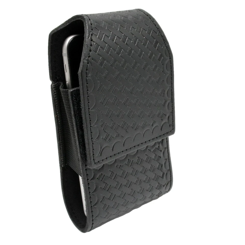 Basketweave Leather Smart Phone Case Holder Pouch Police Belt Slide Large - Image 2 of 4