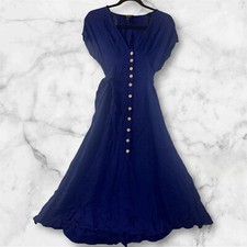 Forever 21 Contemporary Blue Button Up Knee Length Dress Small Sundress  (331)