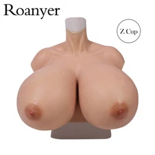 Roanyer Huge Boobs Z Cup Silicone Breast Forms Breastplate For Crossdressers DQ