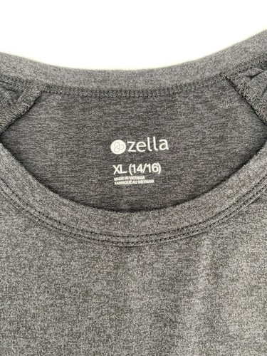 ZELLA GIRL Top Black Shade Size XL (14/16) Namaste Ruched Long Sleeve Shirt NWT - Picture 2 of 11