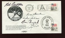 STS-7 ASTRONAUT SALLY RIDE & CREW SIGNED CHALLENGER LAUNCH COVER (HR510)