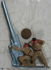 Vintage Barclay Pod Foot Soldier 2 Guys Manning Anti Aircraft Gun Cannon 2