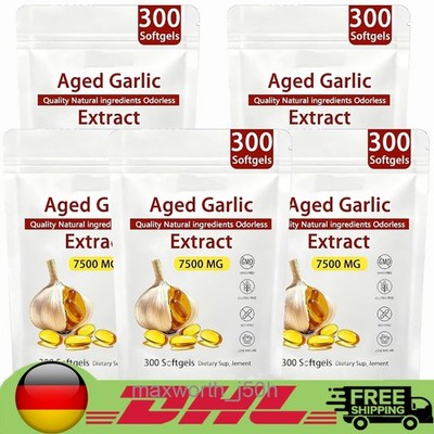 1~5x Aged Garlic Extract 7500mg - 300 Softgels - Odorless Natural Ingredients