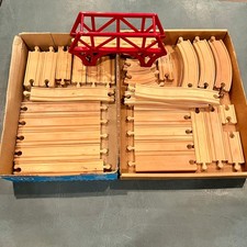 Wooden Railway Train Track Mix Lot 45 Brio Thomas Imaginarium Bridge Turntable