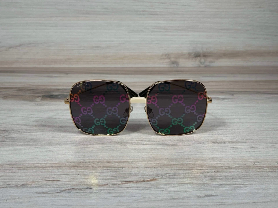 Gucci GG 0414S Multicolor Logo Square 003 Sunglasses - Ships Now! - Image 3 of 4