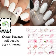 Cherry Blossom Waterslide Finger Nail Decals Instructions set of 50 KC Bonus