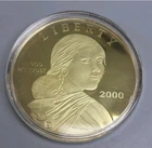 Washington Mint 2000 Sacagawea 4oz .999 Fine Silver 24K Gold Overlay Coin