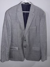 Hart Schaffner Marx Gray Wool Sport Coat Jacket Mens 46 L Floral Lined