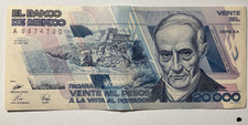 1x 28 Mar. 1989 Mexico 20000 20,000 Viente Mil Pesos Serie EA Banknote Bill aUnc