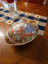 Vintage Jumbo German Paper Mache Easter Egg Nesting Fillable 10" Rabbit Bunny