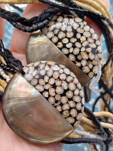 Statement Ethnic Layered Mother Of Pearl & Wooden Beaded Fringed Necklace - Picture 12 of 15