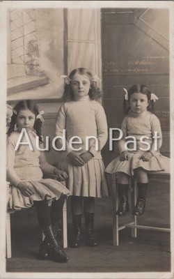 Vintage RPPC Three Girls Sisters Studio Portrait W. W. Smith Burnley UK