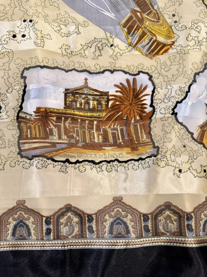 Bufanda de seda vintage Roma Italia monumentos - Coliseo, Vaticano, Piazze y Basílicas Foto 4 de 4