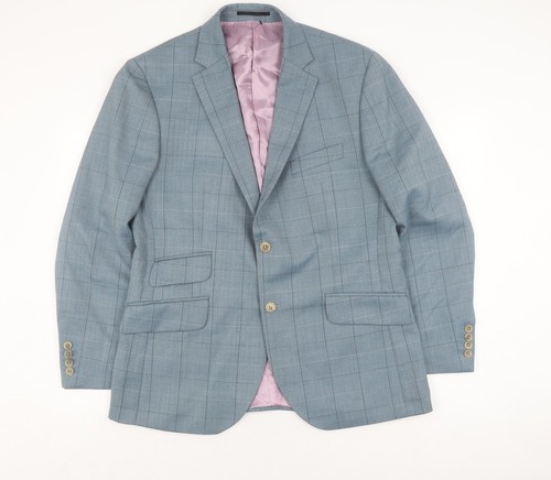 Dalvey Herren Wollblazer blau kariert, Größe 44R
