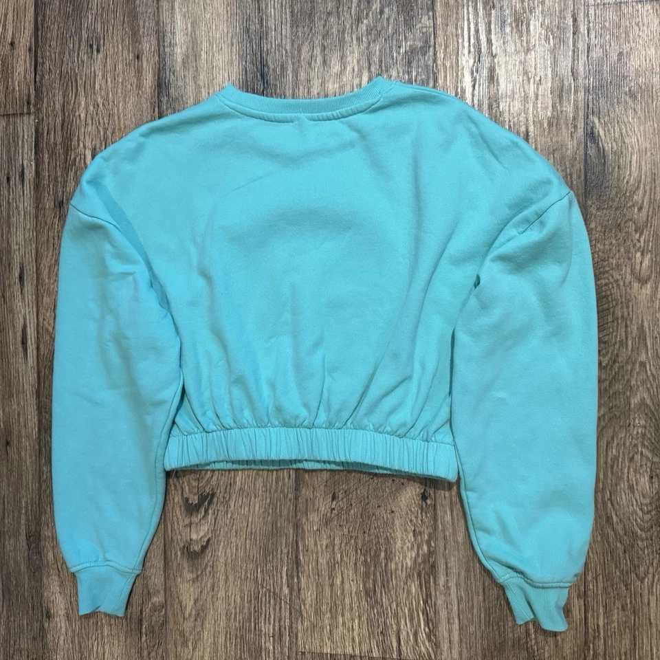Sudadera Pullover Verde Aqua Estampado Gráfico Suerte Hecha a Mano para Niñas Talla XL 14/16 Foto 3 de 4