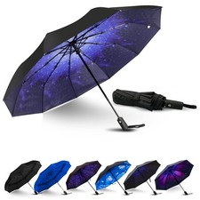 LLanxiry Compact Travel Umbrella, Automatic Open/Close 47 Inch, Starry sky