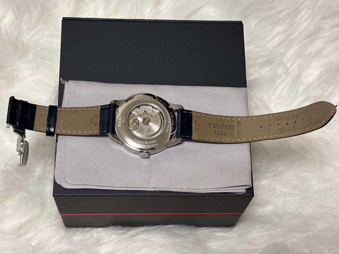 TISSOT Chemin des Tourelles Powermatic 80 Blue Black Leather Dress Watch