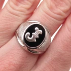 Vargas 925 Sterling Antique Art Deco Real Black Onyx Letter J Signet Ring Size 8