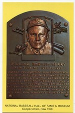 Gold HOF Plaque Postcard - Bill Terry New York Giants (1986 Printing)