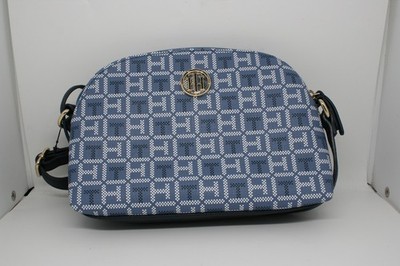 Tommy Hilfiger Womens Monogram Crossbody Bag White Gray Purse Gretta II