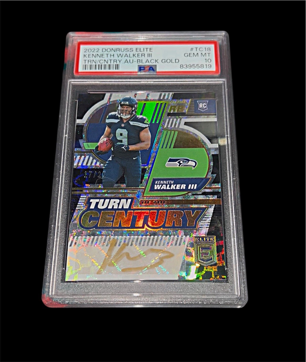 Kenneth Walker III Panini Donruss Elite Turn of the Century Autographs #TC18 Black Gold